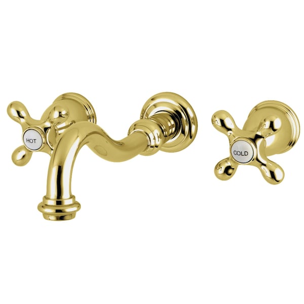 Roman Tub Faucet, Polished Brass, Wall Mount